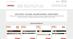 Desktop Screenshot of poolcuewarehouse.com